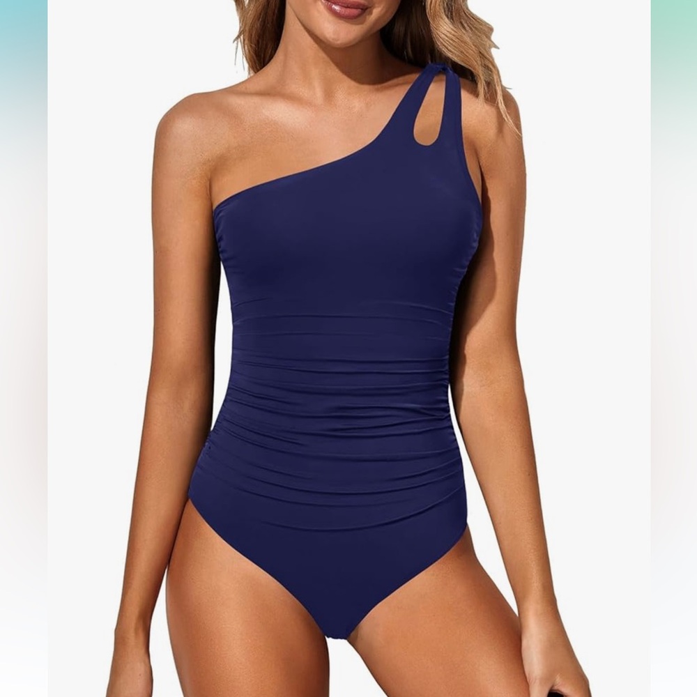 Holipick One Shoulder Tummy Control Bathing Suits Modest Full Coverage swimsuit
